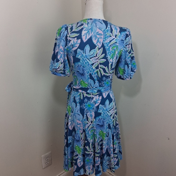 Lilly Pulitzer Kessler Wrap Dress In Macaw Blue Size XS - Picture 6 of 12